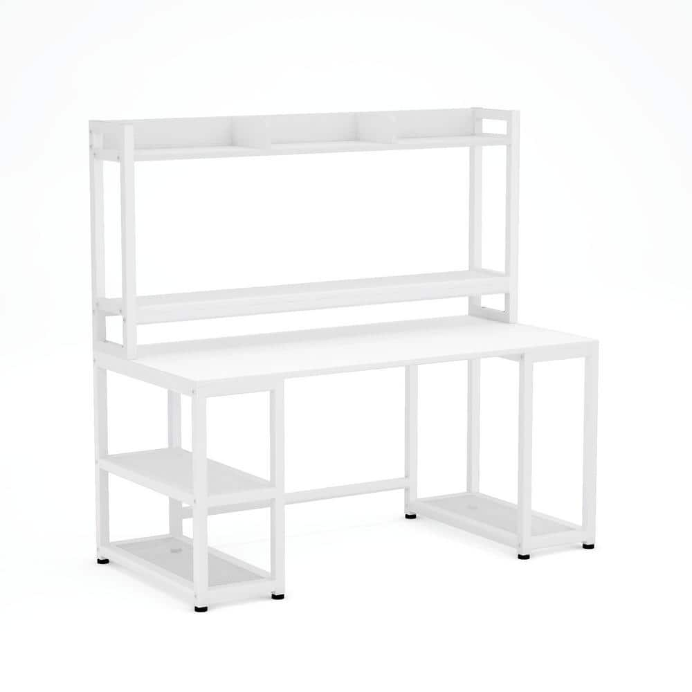 Tribesigns Harold 47 in. White Computer Desk with Hutch, Wood Modern  Writing Desk with 2-Drawers Storage CT-C0263 - The Home Depot