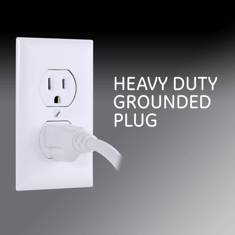 White 12ft PVC 6-Outlet Power Strip with Circuit Breaker