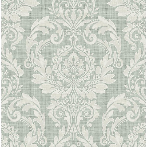 Seabrook Designs 56 sq. ft. Metallic Fern Linnet Damask Unpasted Paper Wallpaper Roll