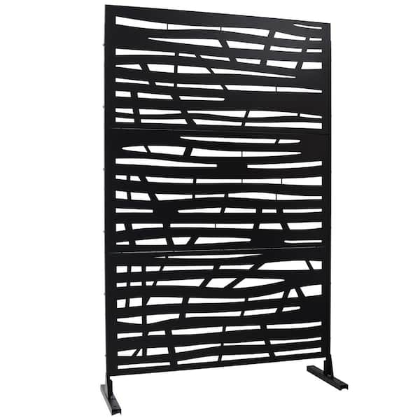 4ft. x 6.33ft. Black Outdoor and Indoor Freestanding Metal Privacy Screen Fence Panels for Lawn Garden (not Composite)