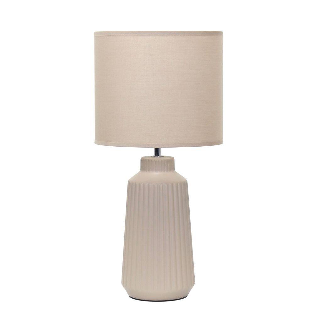 15.94 Grooved Ceramic Table Lamp, Taupe Base with Fabric Shade for Minimalist Decor price history on PriceWatchPro