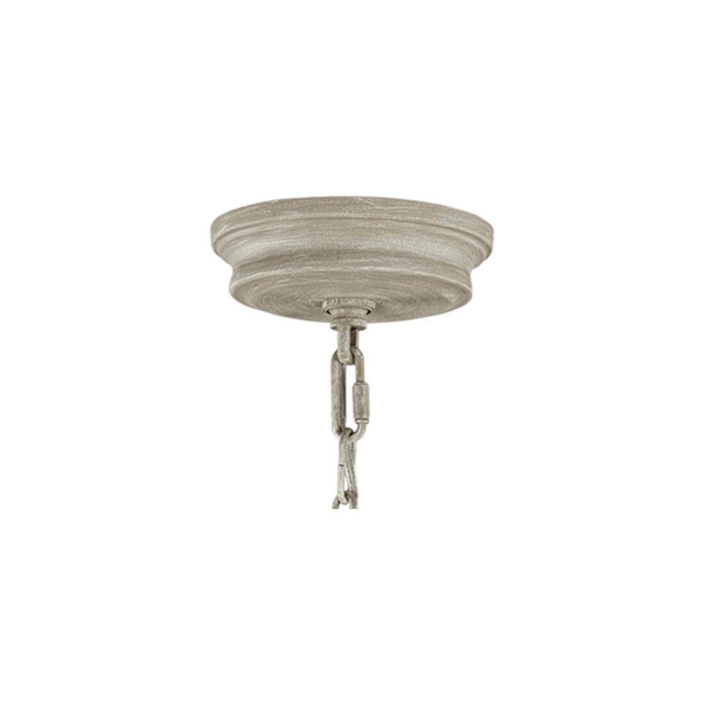Beverly 28" French Washed Oak & Distressed White 6-Light Chandelier
