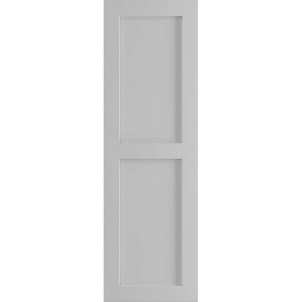Ekena Millwork 12 in. x 50 in. PVC True Fit Two Equal Flat Panel Shutters Pair in Primed