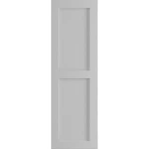 12 in. x 80 in. PVC True Fit Two Equal Flat Panel Shutters Pair in Primed