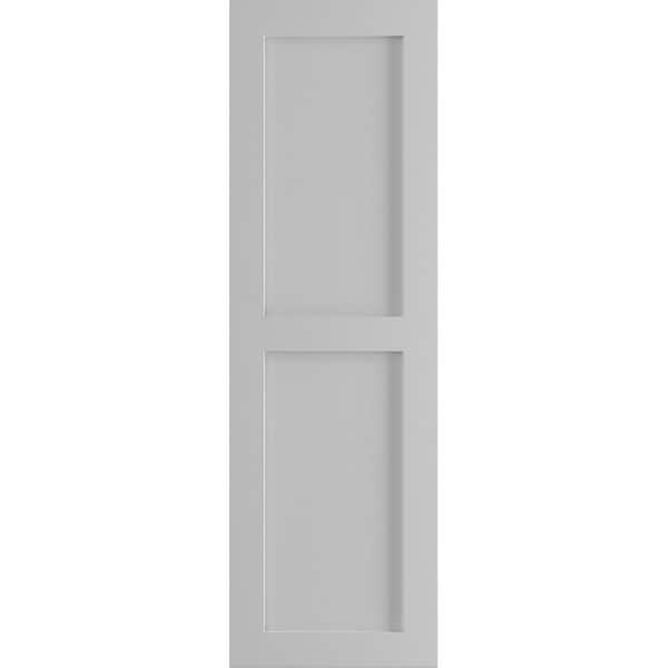 Ekena Millwork 18 in. x 54 in. True Fit PVC 2 Equal Flat Panel Shutters Pair in Primed