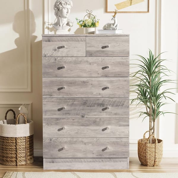 Gray 7-Drawer 25. 98 in. Wide Chest of Drawers