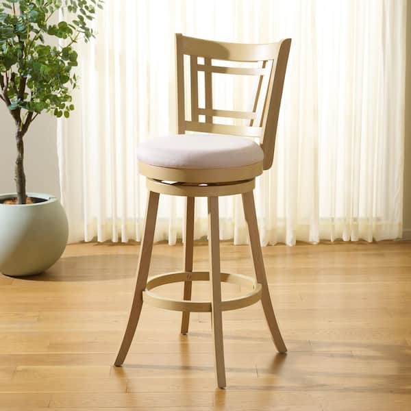 Maiko 29 in. H Cream/Natural Wood Bar Stool