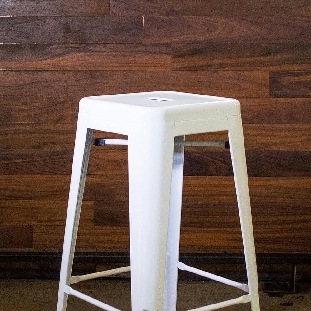 Modern Farmhouse 30" White Metal Bar Stool, Set of 2
