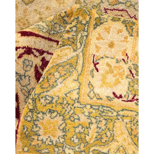Mogul 12 ft. x 18 ft. Yellow Oriental Wool Indoor Area Rug
