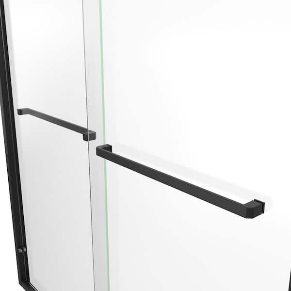 Encore 56 in. to 60 in. W x 76 in. H Sliding Semi Frameless Shower Door in Matte Black