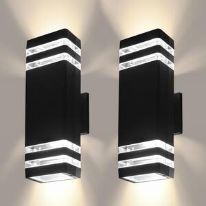2-Light White Wall Sconce Up Down with 9-Watt Warm Black LED (2-Pack)