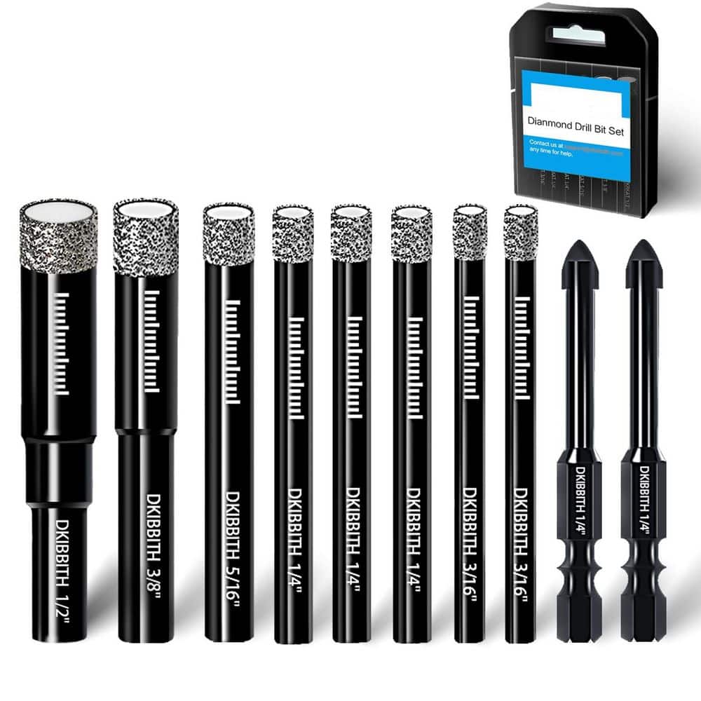 10 Pack Dry Diamond Drill Bits and Tile Drill Bit Set for Ceramic, Porcelain, Marble, Granite, Stone, and Glass price history on PriceWatchPro