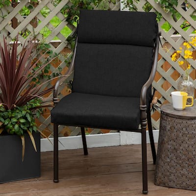 21.5 x 44 Sunbrella Canvas Black High Back Outdoor Dining Chair Cushion