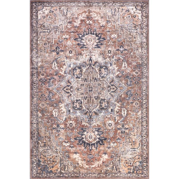 nuLOOM Aino Traditional Machine Washable Rust 3 ft. x 5 ft. Accent Rug