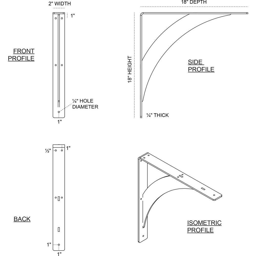 Stainless Steel 18" Industrial Shelf Bracket