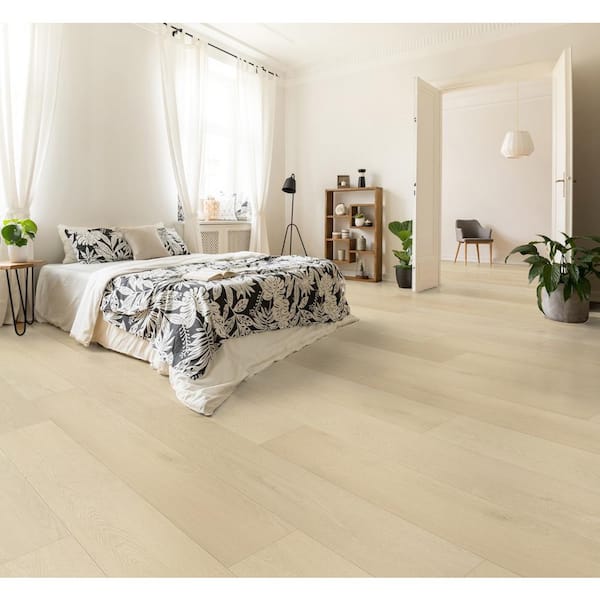 Lineage Coastal Beige 12 mm T x 9.25 in. W HDF Waterproof AC5 Click Lock Laminate Wood Flooring (23.29 sq. ft./Case)