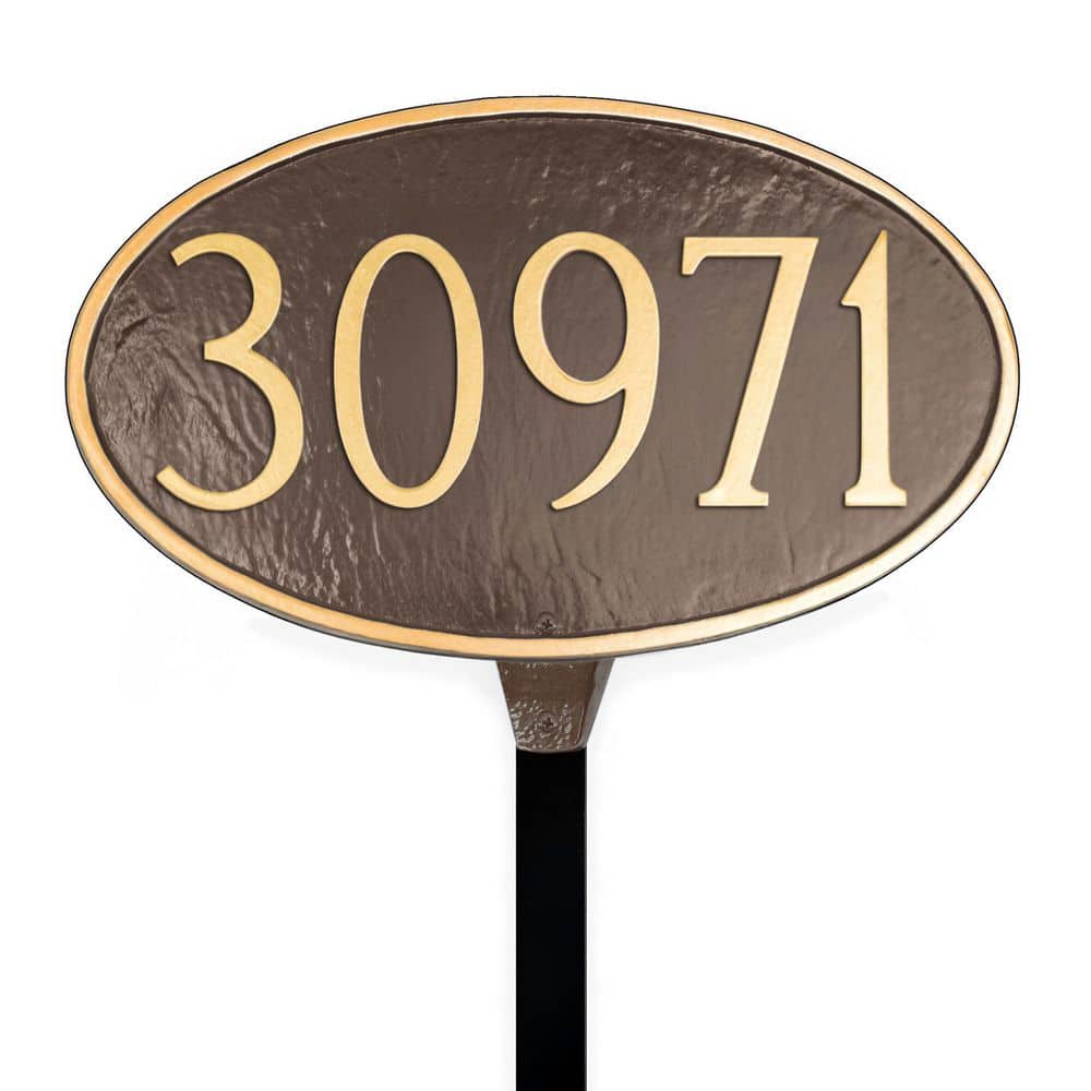 Classic Oval Small Address Sign Plaque with Lawn Stake - Chocolate/Gold price history on PriceWatchPro