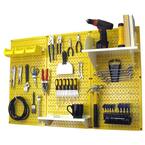 32 in. x 48 in. Metal Pegboard Standard Tool Storage Kit with Yellow Pegboard and White Peg Accessories