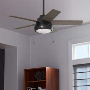 Burroughs 44 in. Indoor Matte Black Ceiling Fan with Light Kit