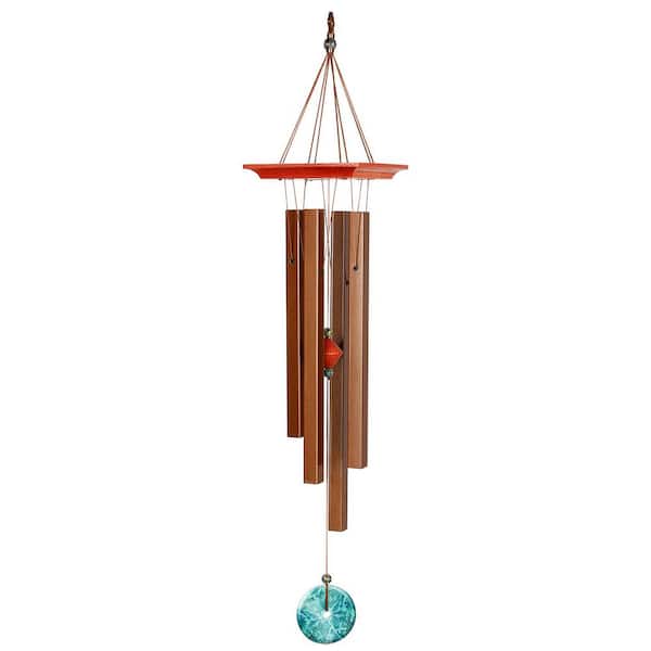 WOODSTOCK CHIMES Signature Collection, Woodstock Turquoise Chime, Medium 26 in. Bronze Wind Chime WTBRM