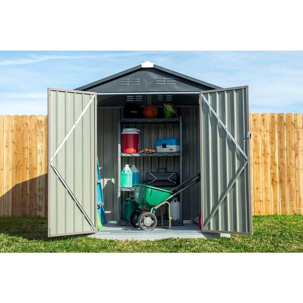 6 ft. x 4 ft. Tan and Brown Metal Storage Shed