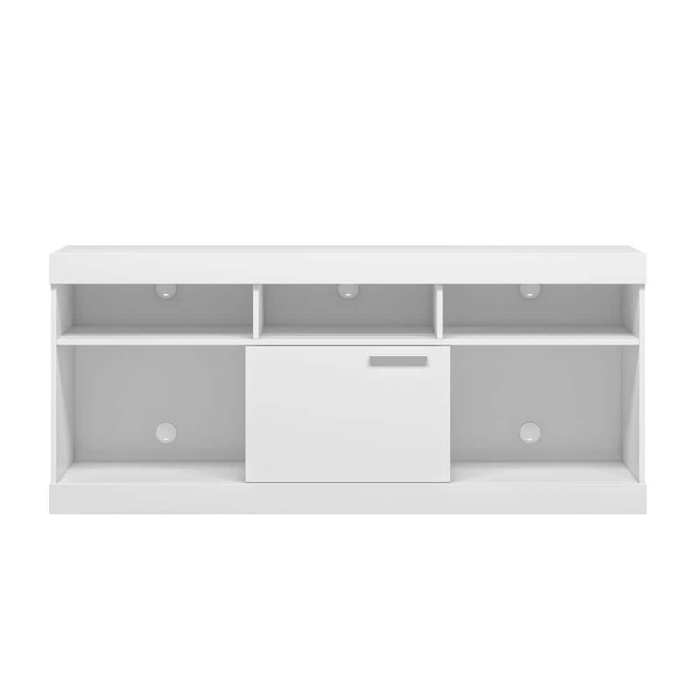 Modern White Compressed Wood 68'' Media Console with Cabinet