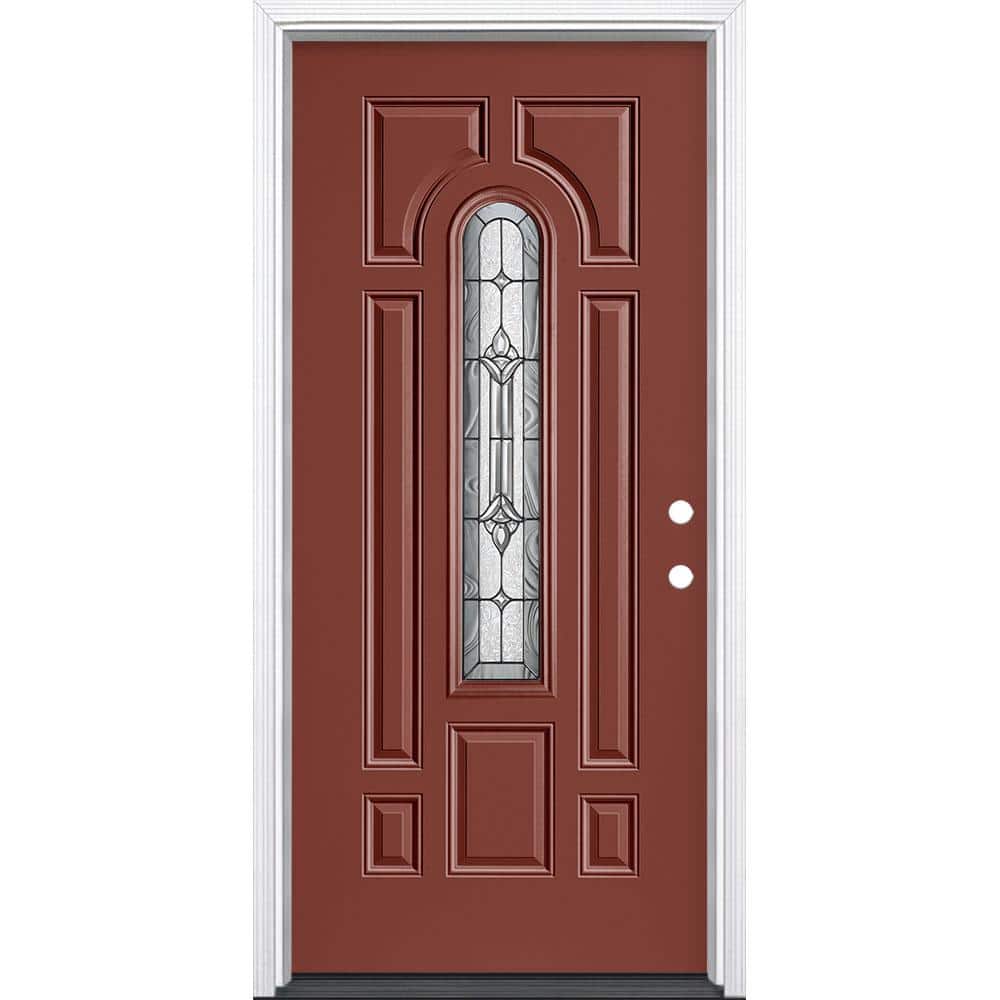 Masonite 36 in. x 80 in. Providence Center Arch Left Hand Inswing Painted  Steel Prehung Front Door with Brickmold, Vinyl Frame 24888 - The Home Depot