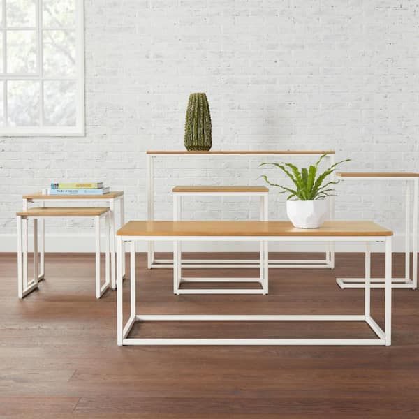 Stylewell Donnelly Square White Metal End Table With Natural Wood Finish Top 20 In W X 22 H Et9001wh The Home Depot - Natural Wood Coffee Table And End Tables Stylewell Donnelly Square White Metal End Table With Natural Wood Finish Top 20 In W X 22 H Et9001wh The Home Depot - Natural Wood Coffee Table And End Tables