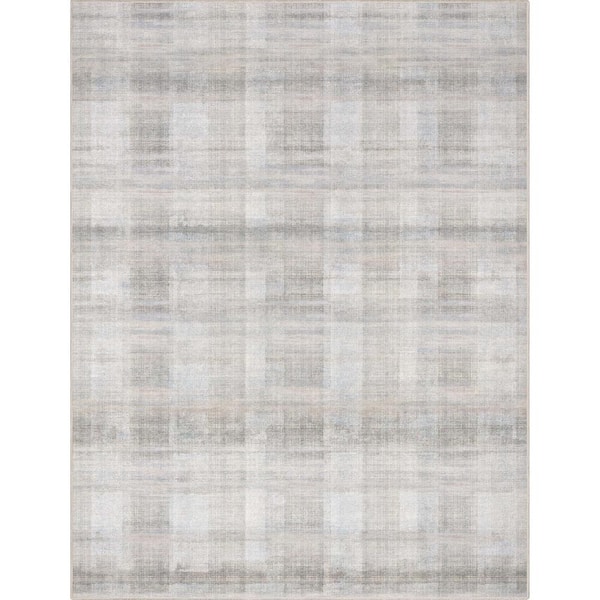 Well Woven Beige 5 ft. 3 in. x 7 ft. 3 in. Abstract Parquet Retro Plaid Flat-Weave Area Rug