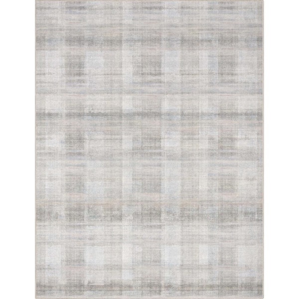 Well Woven Beige 9 ft. 10 in. x 13 ft. Abstract Parquet Retro Plaid Flat-Weave Area Rug