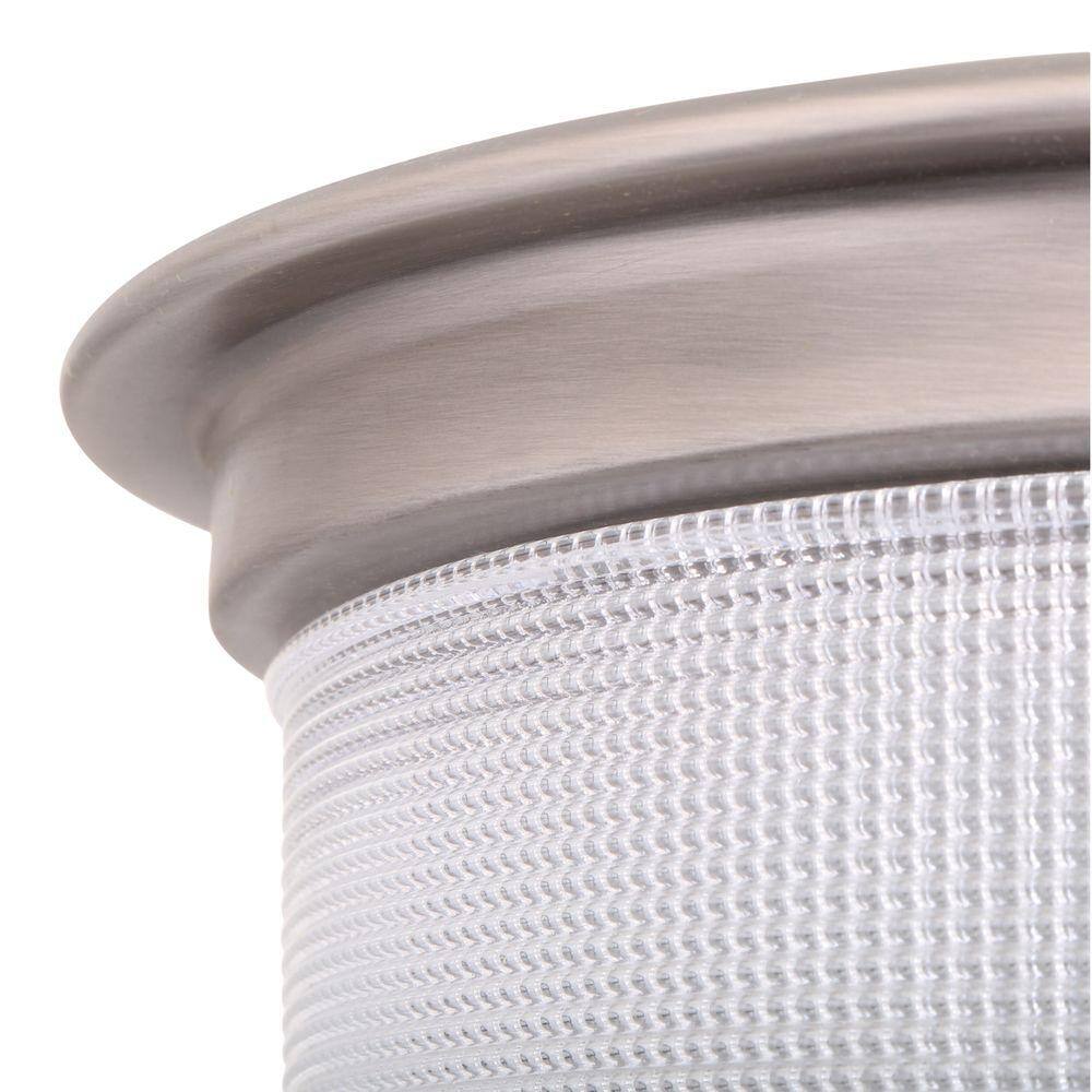 Antique Nickel 12.38" Flush Mount Light with Prismatic Glass Shade