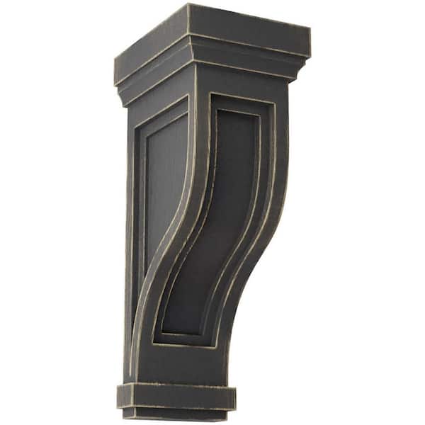 Ekena Millwork 6-1/2 in. x 14 in. x 6-1/2 in. Black Traditional Recessed Wood Vintage Decor Corbel