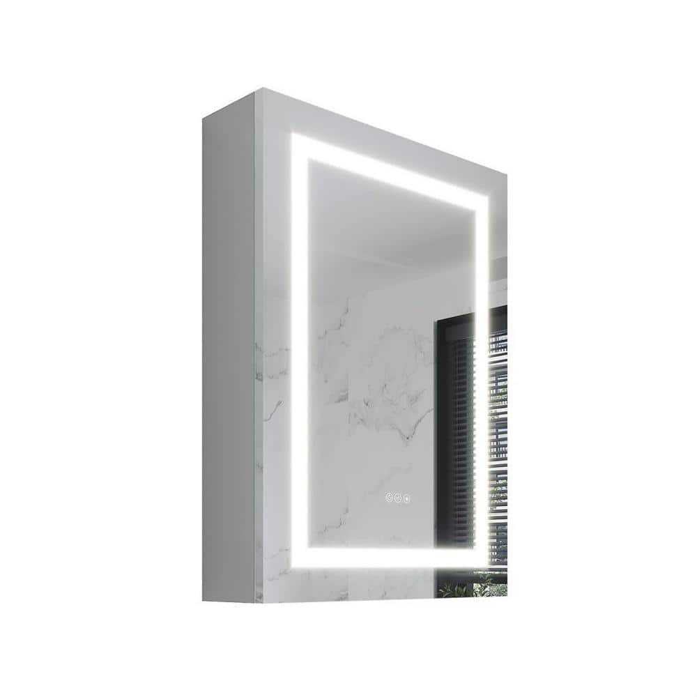 28 in. W x 20 in. H Frameless Rectangular Silver Aluminum Surface Mount Medicine  Cabinet with Mirror and LED Light XBYQ-YG-1 - The Home Depot