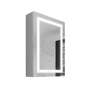 Modern 20 in. W x 28 in. H Large Rectangular Silver Surface Mount Medicine Cabinet with Mirror and Dimmable Lights