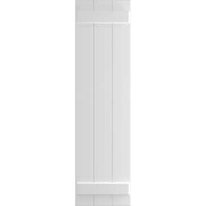 16 1/8" x 29" True Fit PVC Three Board Joined Board-n-Batten Shutters, White (Per Pair)
