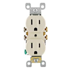 15 Amp Residential Grade Grounding Duplex Outlet with Light Almond