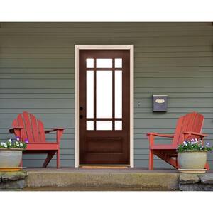Craftsman 9 Lite Stained Mahogany Wood Prehung Front Door