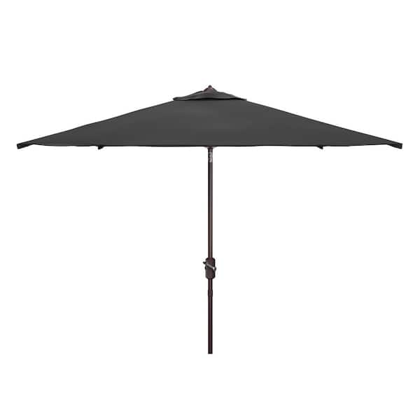 7 ft black patio umbrella Tilt & Crank Lift Metal 7.5ft 6-Rib These umbrellas are built to be used and used without wearing out At Home Black Outdoor Crank