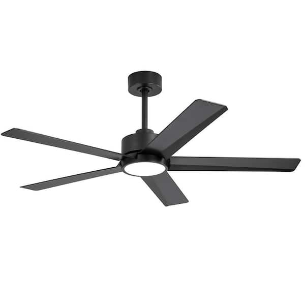 Muhammad 52 in. Indoor Black Ceiling Fan with Color-Changing LED with Remote and Downrod Included