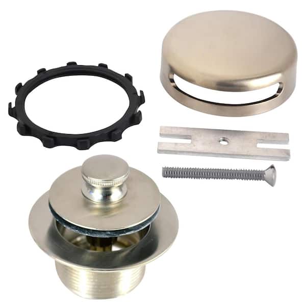 Watco 1.865 in. Overall Diameter x 11.5 in. Threads x 1.25 in. Innovator Overflow, Push Pull Bathtub Closure, Brushed Nickel