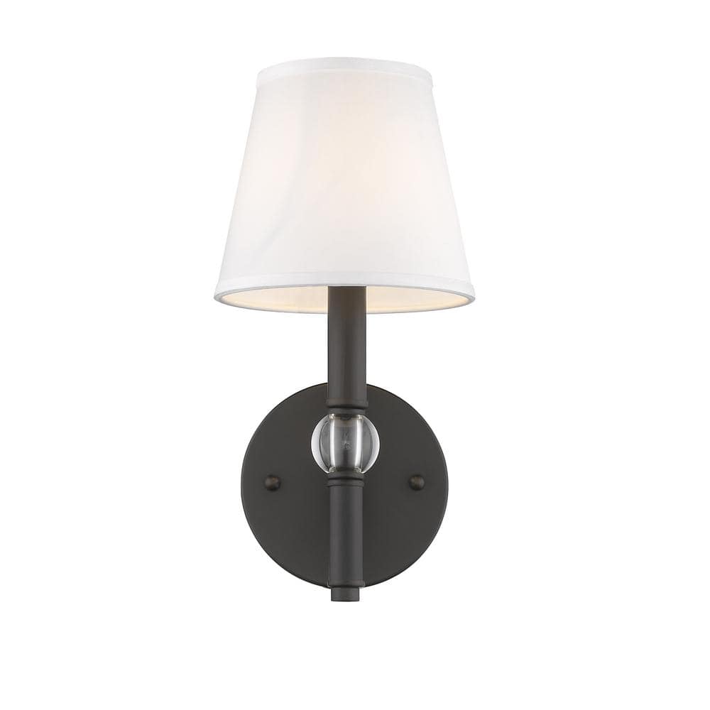 Waverly Transitional 6" Bronze Wall Sconce with Classic White Shade