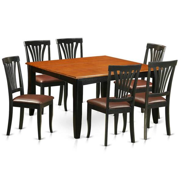 BLACK ＆Cherry East West Furniture 7-Piece Square Black & Cherry Finish Solid