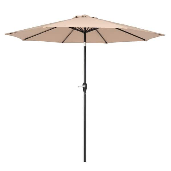 Karl home Folding Sunshade 9 ft. Market Tilt Patio Umbrella in Top Color Beige