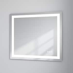 36 in. W x 32 in. H Rectangular Tempered Glass Frameless Anti-Fog Dimmable Wall Mounted Bathroom Vanity Mirror