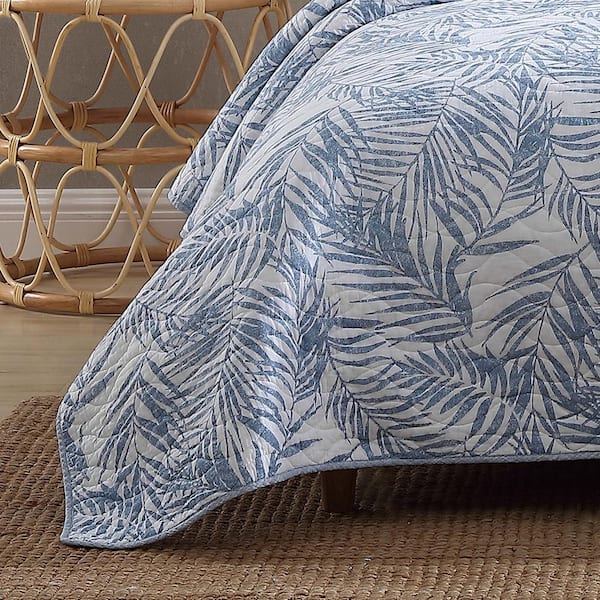 Tommy Bahama Palmday 2-Piece Blue Cotton Twin Quilt Set