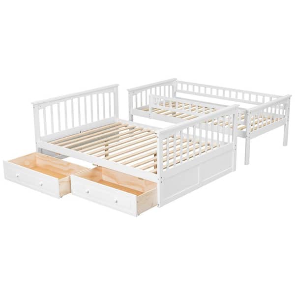 CP ブランケット　bright brightwin 2gether Harper & Bright Designs White Twin Over Full Convertible Bunk Bed