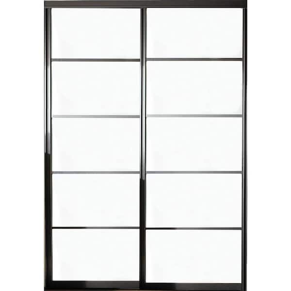 Contractors Wardrobe 48 in. x 81 in. Silhouette 5-Lite Bronze Aluminum Frame Mystique Glass Interior Sliding Closet Door