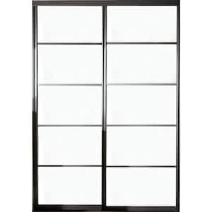 72 in. x 81 in. Silhouette 5-Lite Bronze Aluminum Frame Mystique Glass Interior Sliding Closet Door