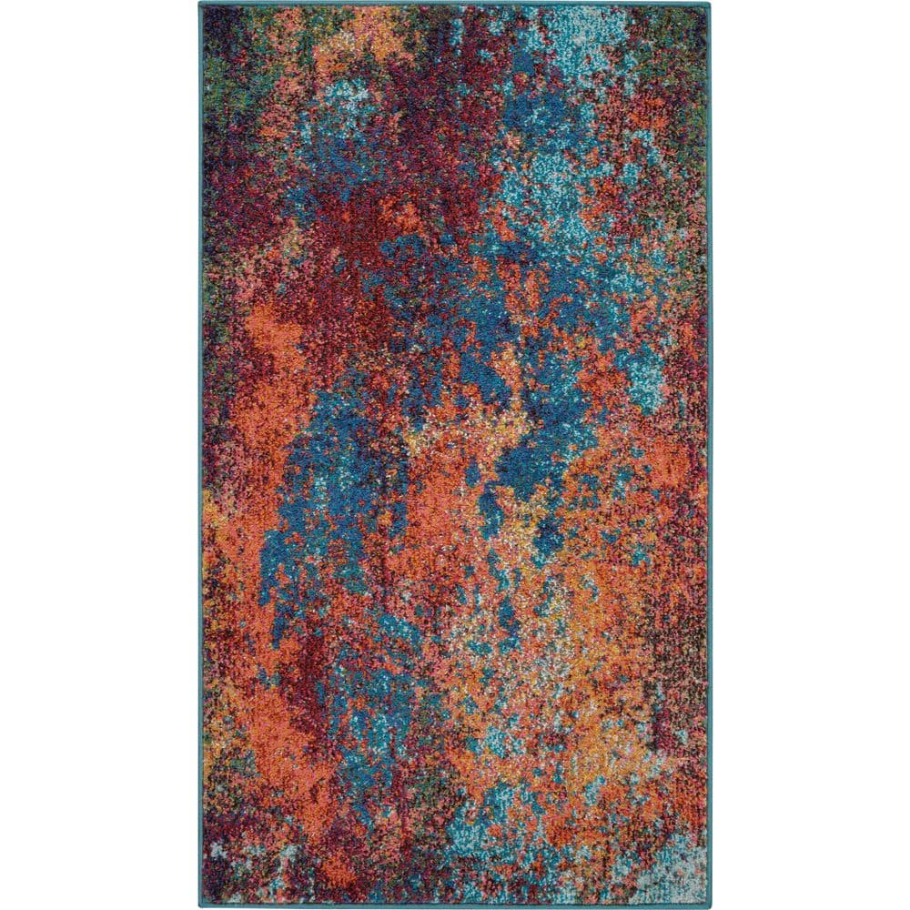 Celestial Atlantic Blue 3 ft. x 5 ft. Abstract Modern Kitchen Area Rug price history on PriceWatchPro