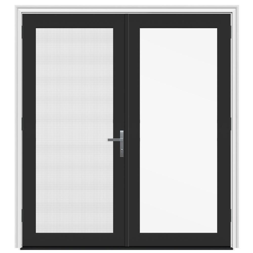 72 in. x80 in. F4500 Right-Hand/Outswing Black/White Fiberglass French Patio Door w/Low-E Glass,Nickel Handle and Screen price history on PriceWatchPro